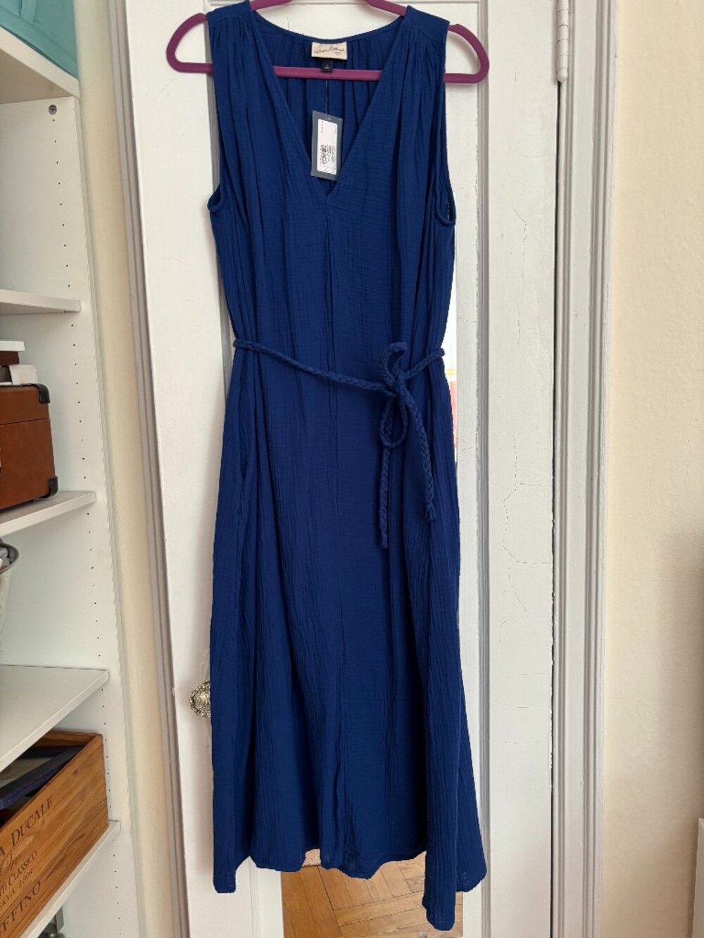 NWT Universal Thread Blue Sleeveless Tie-Waist Maxi Dress Size L